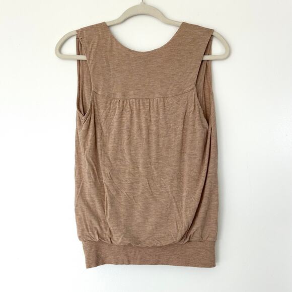Anthropologie Olga Kapustina Draped Surplice Sleeveless Top Tan Sz M Chic Blouse - Picture 3 of 14